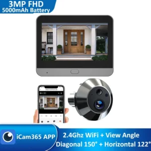 Smart 3MP Mini Digital Peephole Door Camera 2.4Ghz WiFi